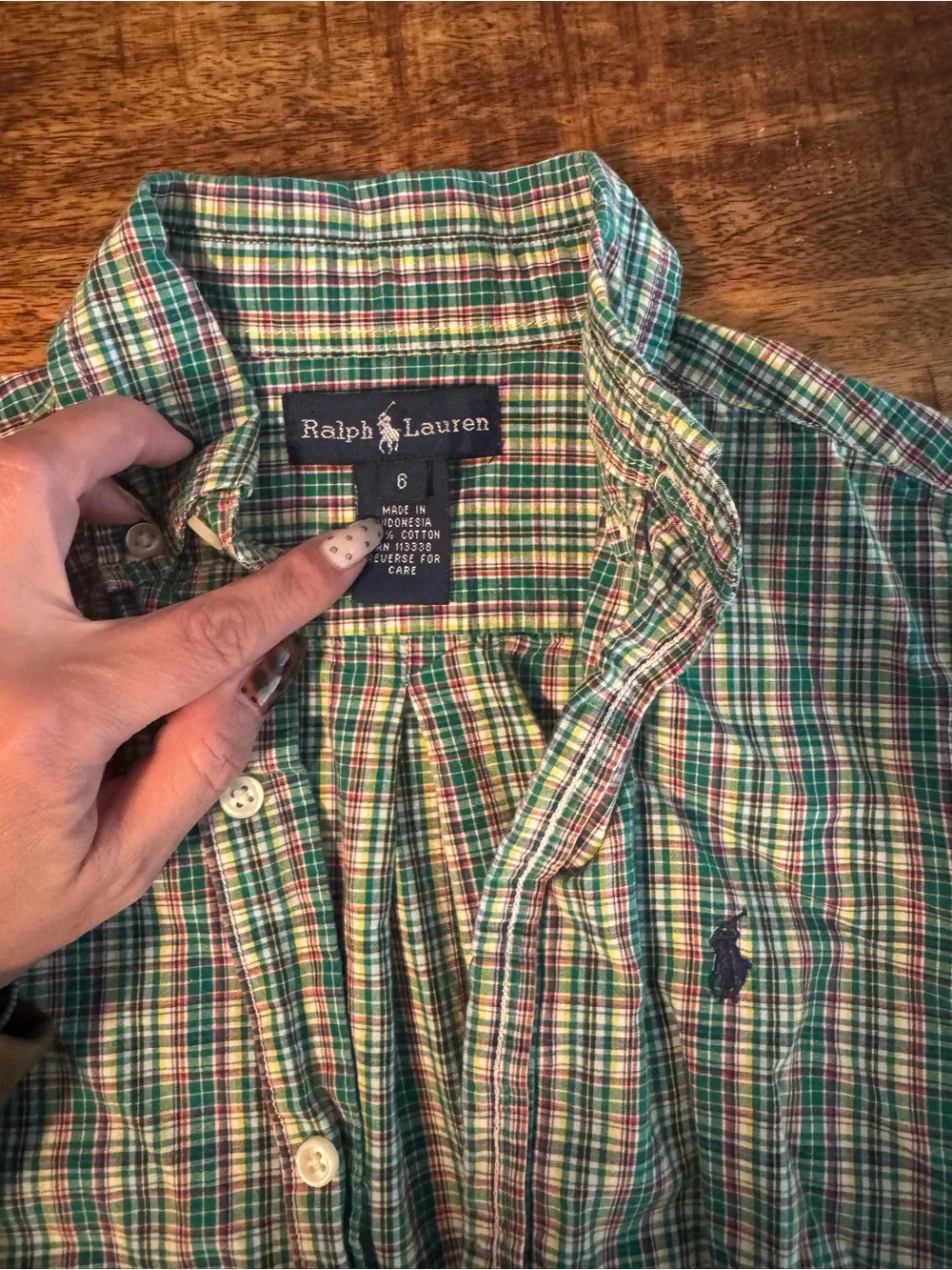 Boys Green Plaid Ralph Lauren Button-Down Shirt
